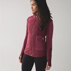 Lululemon Fleecy Keen Purple/Maroon Fleece Fitted Athleisure Zip Up Jacket 4 XS
